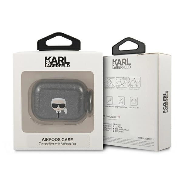 Karl Lagerfeld KLAPUKHGK AirPods Pro cover czarny/black Glitter Karl`s Head_2