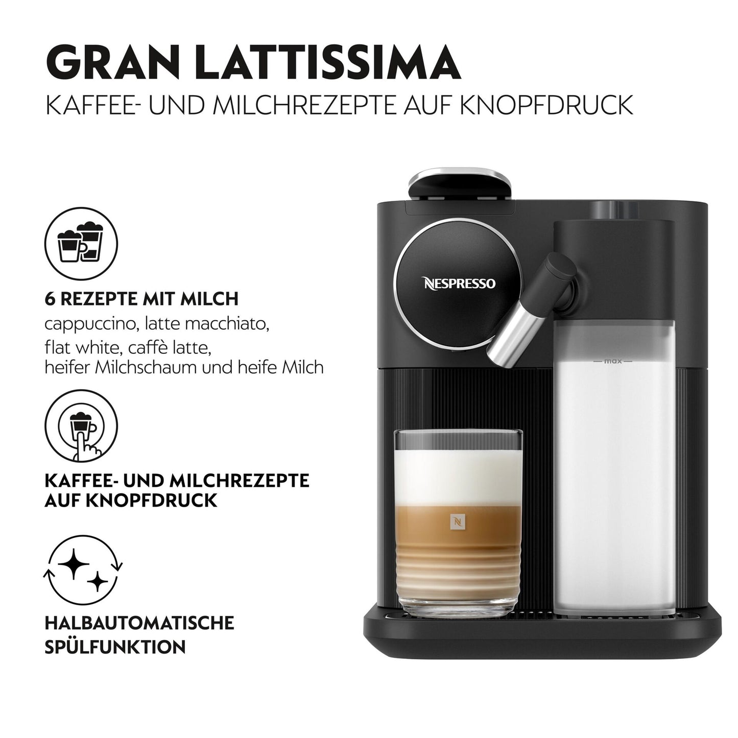 Máquina de Café Nespresso Delonghi Grand Lattisima EN640B - Preta