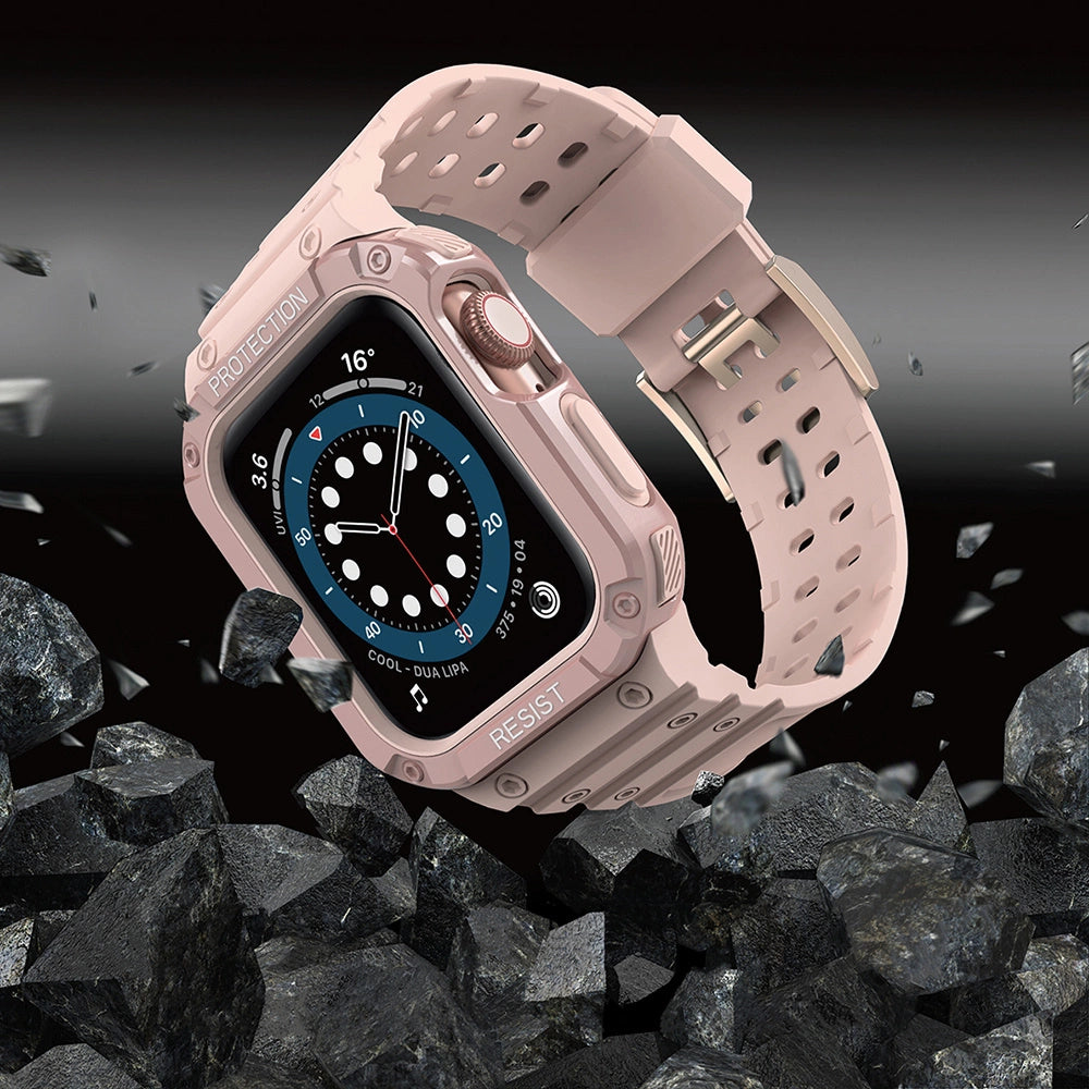 Protect Strap Band Band with Case for Apple Watch 7 / SE (41/40 / 38mm) Case Armored Watch Cover Pink_5
