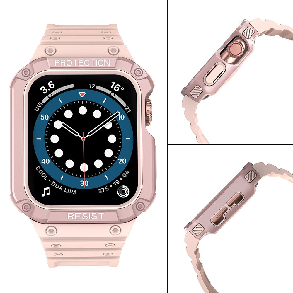 Protect Strap Band Band with Case for Apple Watch 7 / SE (41/40 / 38mm) Case Armored Watch Cover Pink_3