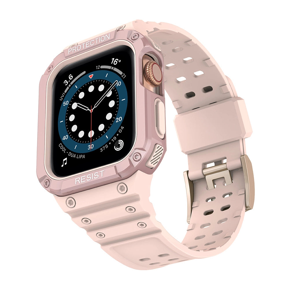 Protect Strap Band Band with Case for Apple Watch 7 / SE (41/40 / 38mm) Case Armored Watch Cover Pink_1