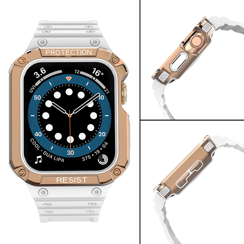 Protect Strap Band for Apple Watch 38/40/41mm Armored Case Strap - White, Rose Gold_3