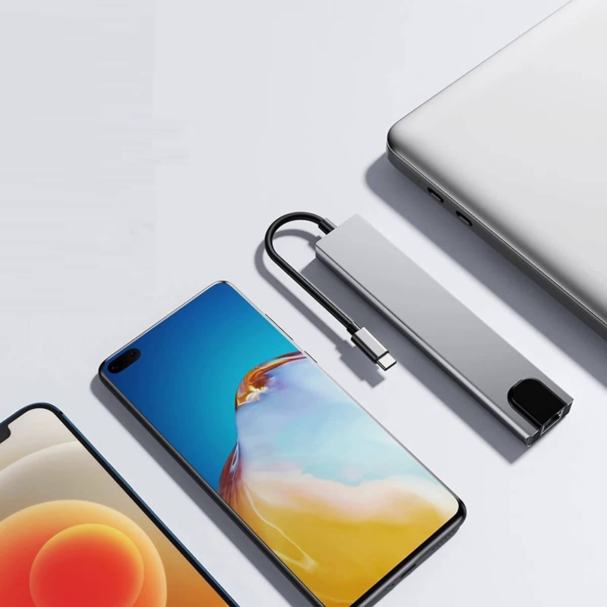 HUB USB-C Ewent EW1146 8-Port Cinza