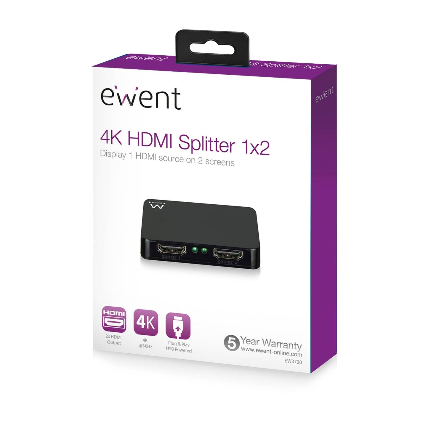 Splitter HDMI Ewent EW3720 4K 1x2