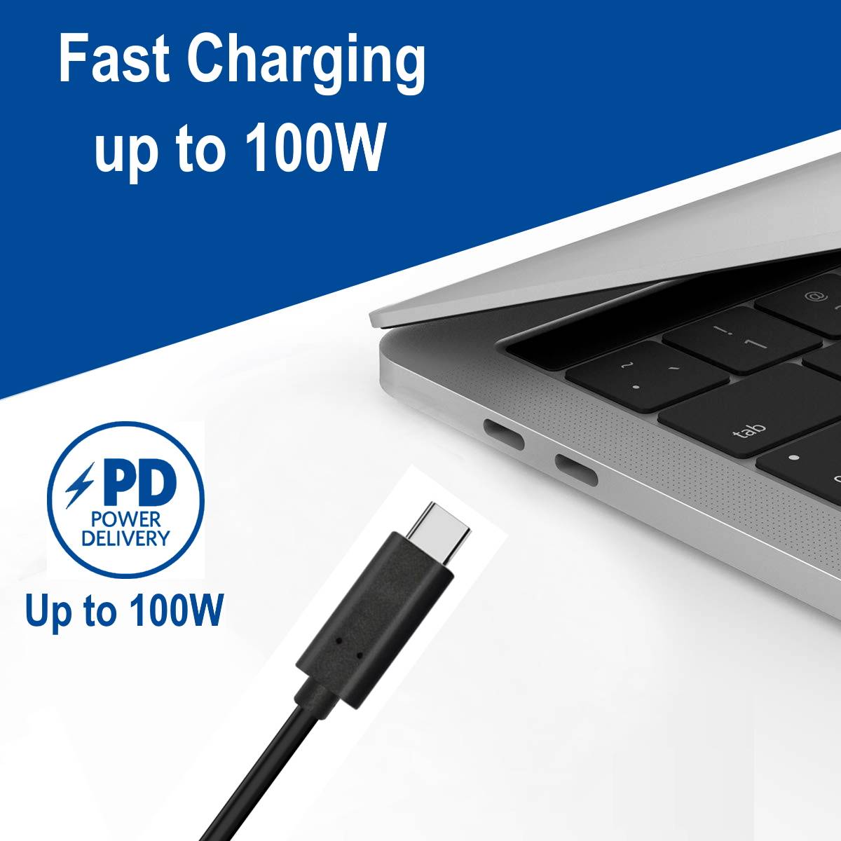 Cabo USB-C Ewent EC1046 / PD100W / 20Gbps / 4K / 1m / Preto