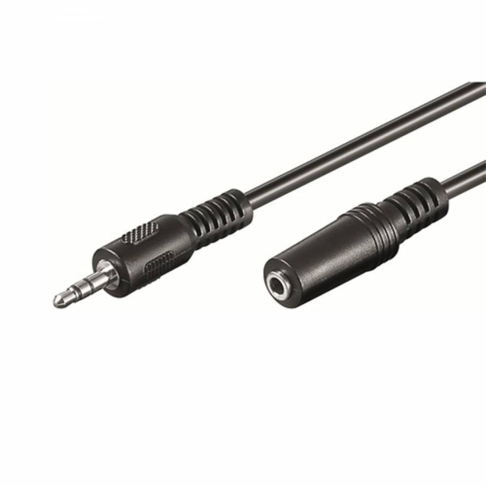 Cabo Extensão de Áudio Jack 3.5mm Macho/Fêmea / Ewent EC1650 / 2m / Preto