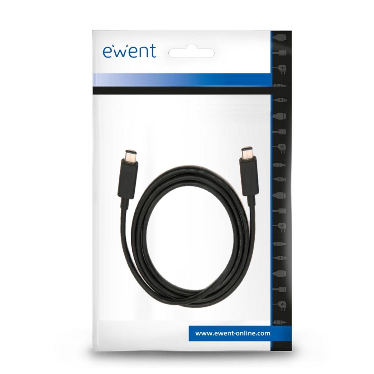 Cabo USB-C Ewent EC1045 / PD 60W / 10Gbps / 4K / 1m / Preto
