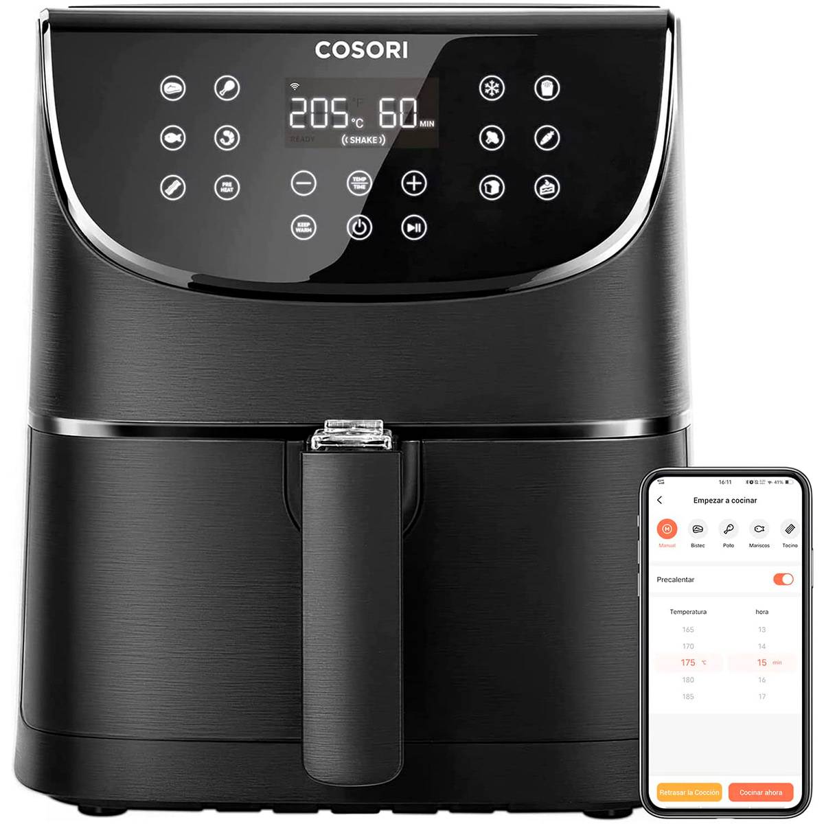 Fritadeira Air Fryer (Sem Óleo) COSORI CS158-AF Smart (Wi-Fi) Premium Chef Edition 5.5L 1700W Preta