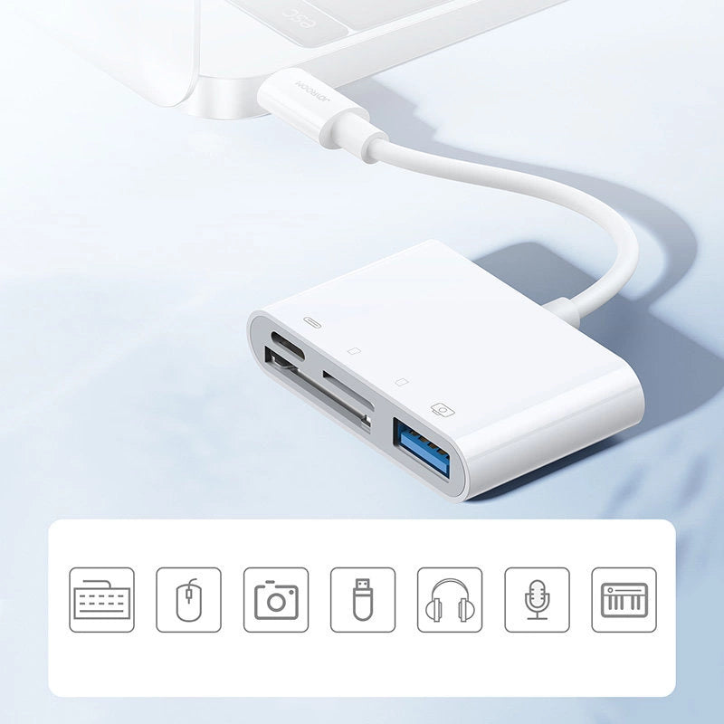 Joyroom S-H142 Lightning OTG HUB - USB-A 3.2 / Lightning / SD, TF card reader - white_3