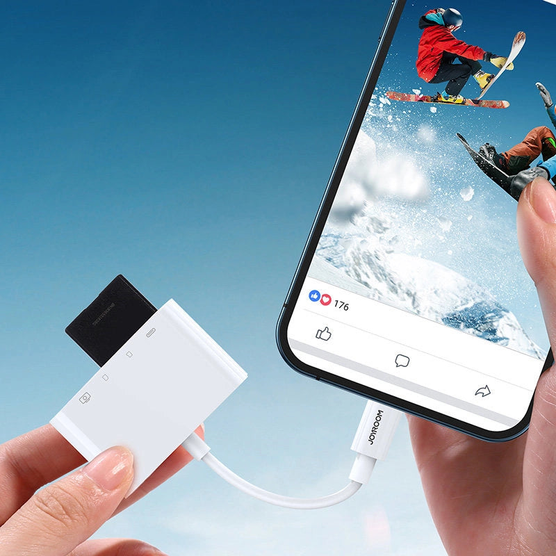 Joyroom S-H142 Lightning OTG HUB - USB-A 3.2 / Lightning / SD, TF card reader - white_2