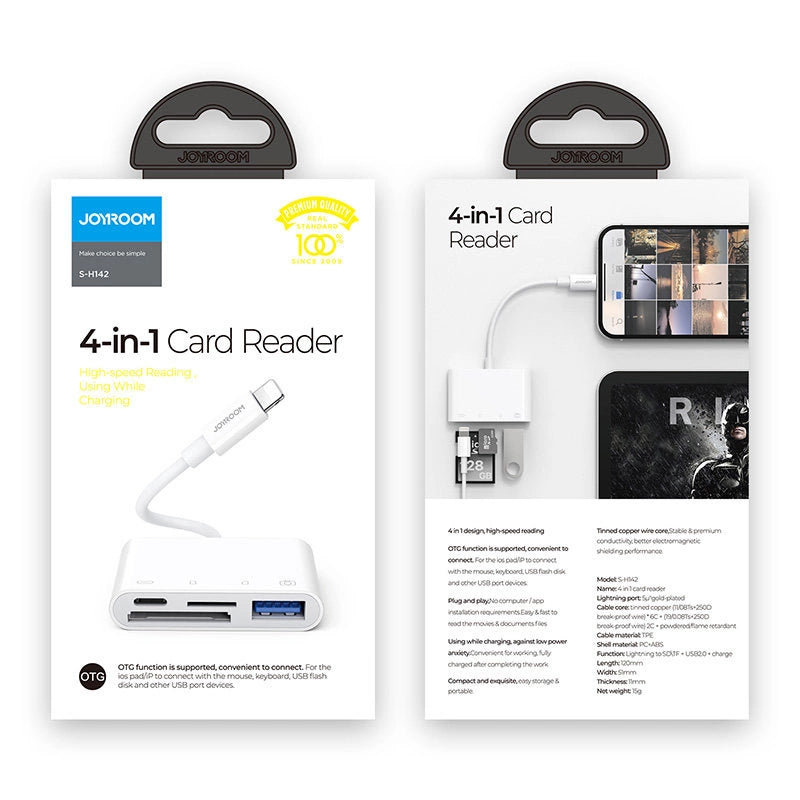 Joyroom S-H142 Lightning OTG HUB - USB-A 3.2 / Lightning / SD, TF card reader - white_5