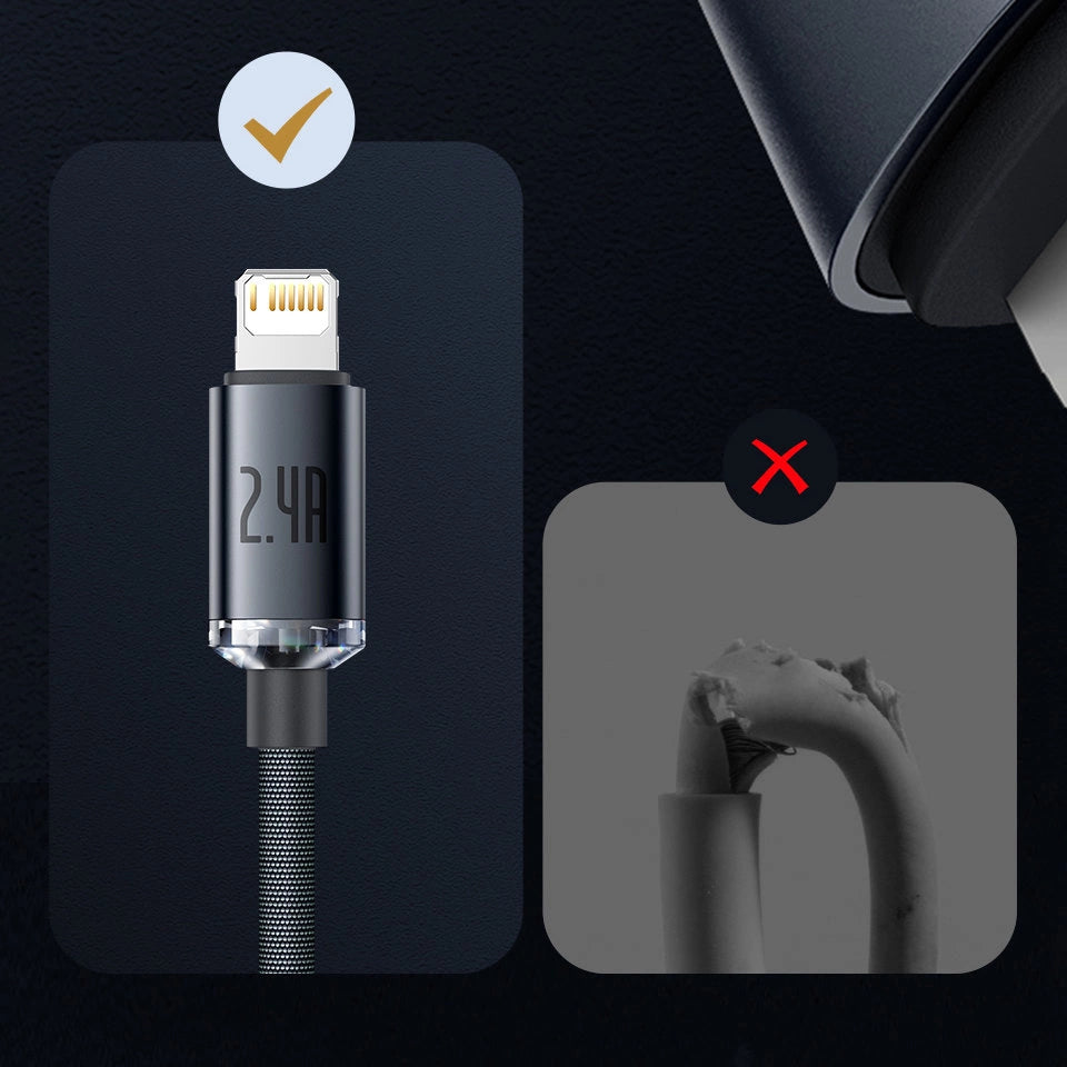 Baseus Crystal Shine Series cable USB cable for fast charging and data transfer USB Type A - Lightning 2.4A 1.2m blue (CAJY000003)_20