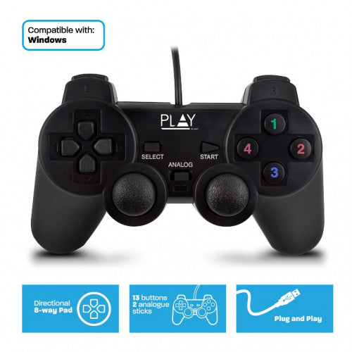Ewent Play Negro USB 2.0 Gamepad Analógico/Digital PC_2