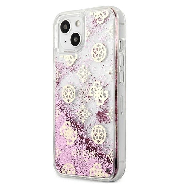 Guess GUHCP13SLGPEPI iPhone 13 mini 5.4" pink/pink hardcase Peony Liquid Glitter_1