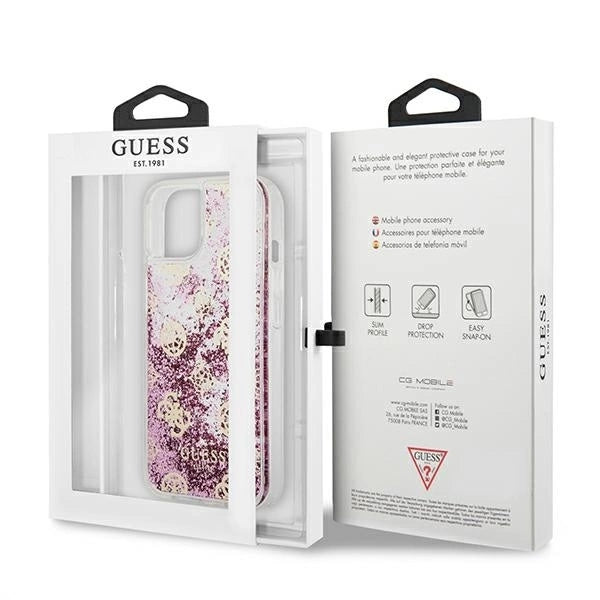 Guess GUHCP13SLGPEPI iPhone 13 mini 5.4" pink/pink hardcase Peony Liquid Glitter_7