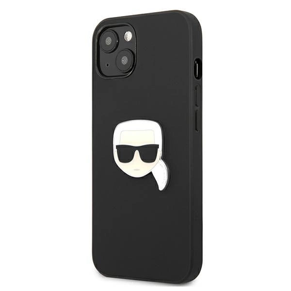 Karl Lagerfeld KLHCP13SPKMK iPhone 13 mini 5,4" czarny/black hardcase Leather Ikonik Karl`s Head Metal_1