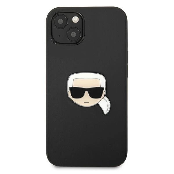 Karl Lagerfeld KLHCP13SPKMK iPhone 13 mini 5,4" czarny/black hardcase Leather Ikonik Karl`s Head Metal_2