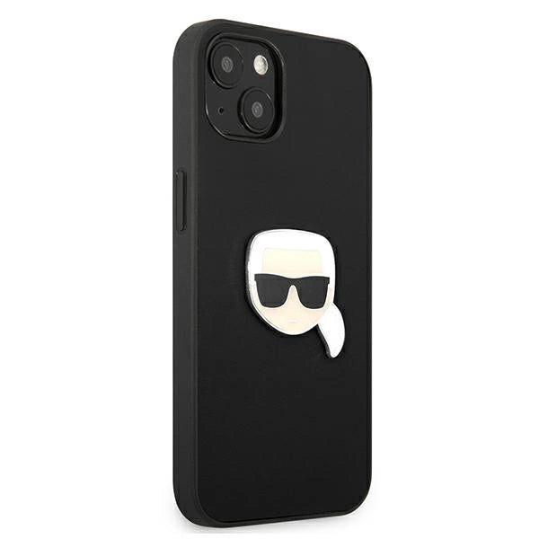 Karl Lagerfeld KLHCP13SPKMK iPhone 13 mini 5,4" czarny/black hardcase Leather Ikonik Karl`s Head Metal_3