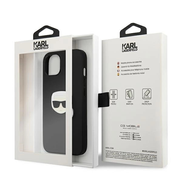 Karl Lagerfeld KLHCP13SPKMK iPhone 13 mini 5,4" czarny/black hardcase Leather Ikonik Karl`s Head Metal_7
