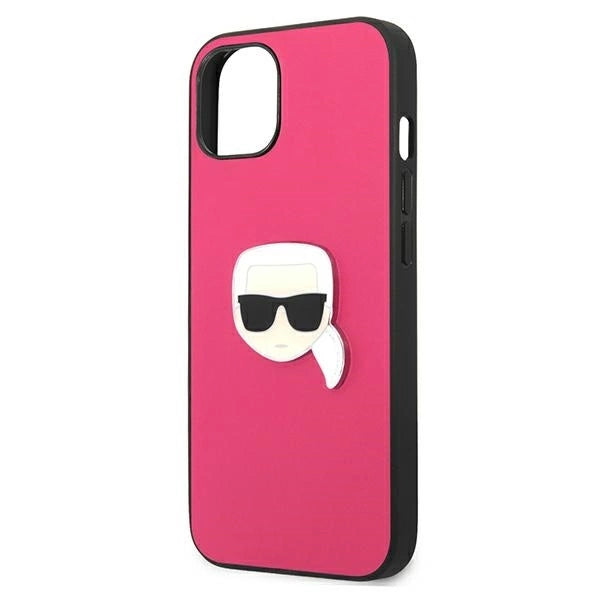 Karl Lagerfeld KLHCP13SPKMP iPhone 13 mini 5,4" różowy/pink hardcase Leather Ikonik Karl`s Head Metal_5