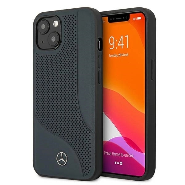 Mercedes MEHCP13SCDONA iPhone 13 mini 5,4" granatowy/navy hardcase Leather Perforated Area_0