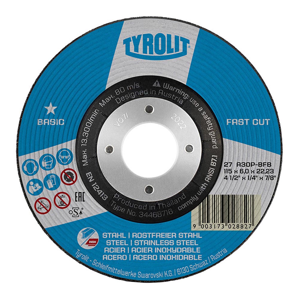Disco de desbaste 27c ø115x6x22,23 a30p-bfb. tyrolit_0