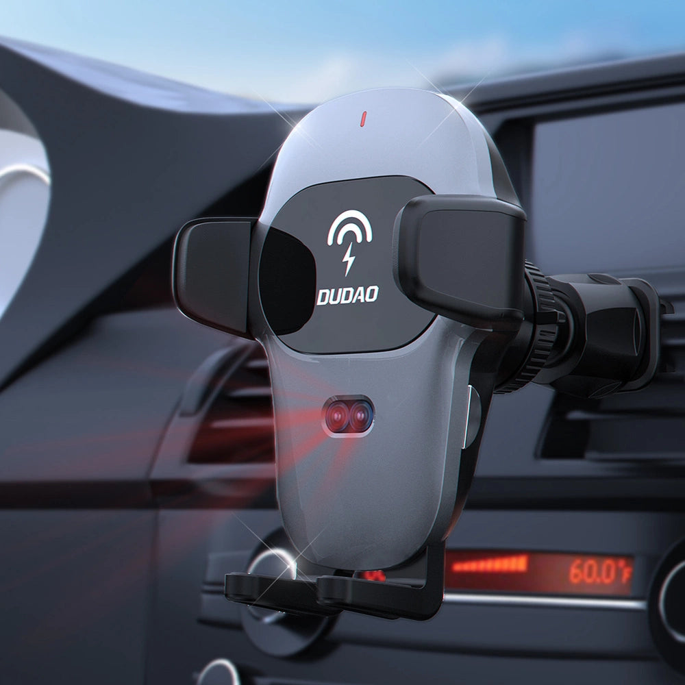 Dudao car holder with built-in Qi wireless charger 15W gray (F20xs)_1