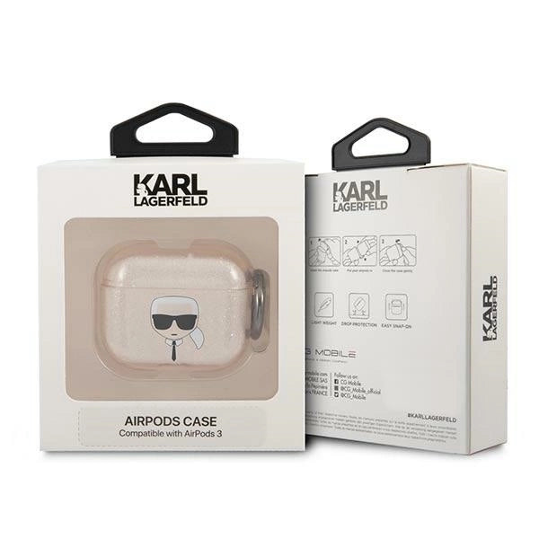 Karl Lagerfeld KLA3UKHGD AirPods 3 cover złoty/gold Glitter Karl`s Head_2