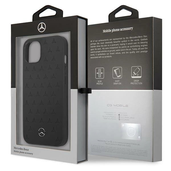 Mercedes MEHCP13SPSQBK iPhone 13 mini 5,4" czarny/black hardcase Leather Stars Pattern_7