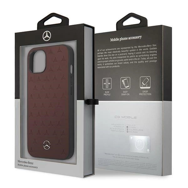 Mercedes MEHCP13SPSQRE iPhone 13 mini 5,4" czerwony/red hardcase Leather Stars Pattern_7