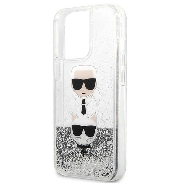 Karl Lagerfeld KLHCP13LKICGLS iPhone 13 Pro / 13 6,1" srebrny/silver hardcase Liquid Glitter Karl&Choupette Head_5