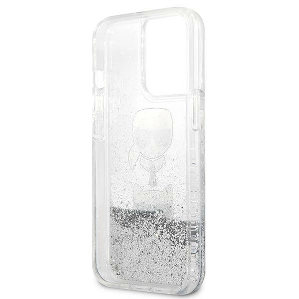 Karl Lagerfeld KLHCP13LKICGLS iPhone 13 Pro / 13 6,1" srebrny/silver hardcase Liquid Glitter Karl&Choupette Head_6