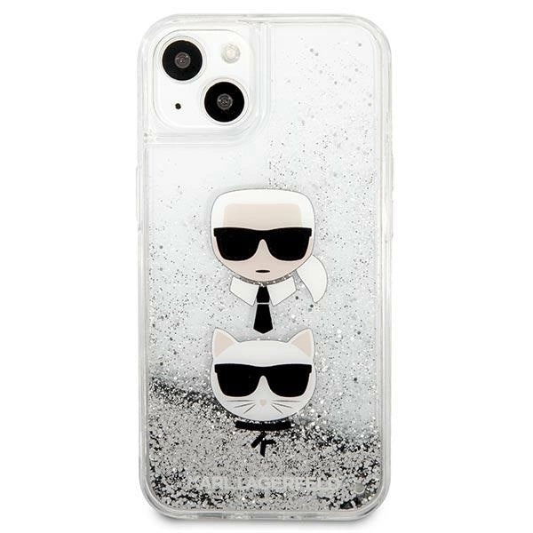 Karl Lagerfeld KLHCP13SKICGLS iPhone 13 mini 5,4" srebrny/silver hardcase Liquid Glitter Karl&Choupette Head_2