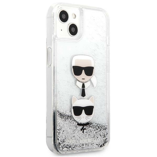 Karl Lagerfeld KLHCP13SKICGLS iPhone 13 mini 5,4" srebrny/silver hardcase Liquid Glitter Karl&Choupette Head_3