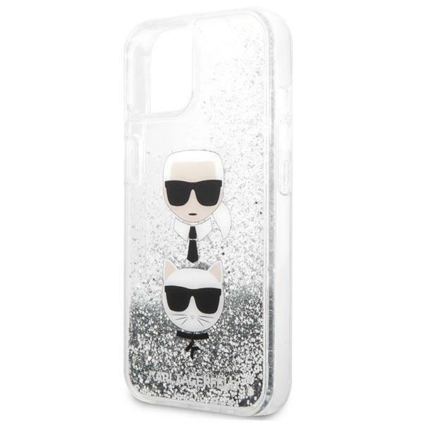 Karl Lagerfeld KLHCP13SKICGLS iPhone 13 mini 5,4" srebrny/silver hardcase Liquid Glitter Karl&Choupette Head_5