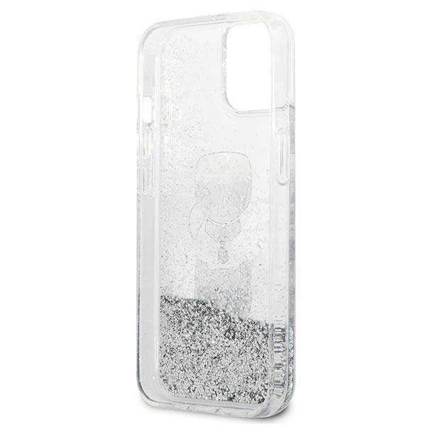 Karl Lagerfeld KLHCP13SKICGLS iPhone 13 mini 5,4" srebrny/silver hardcase Liquid Glitter Karl&Choupette Head_6