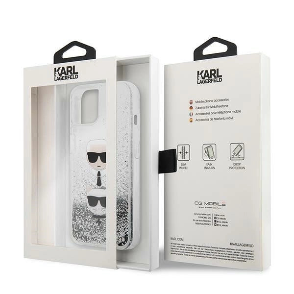 Karl Lagerfeld KLHCP13SKICGLS iPhone 13 mini 5,4" srebrny/silver hardcase Liquid Glitter Karl&Choupette Head_7