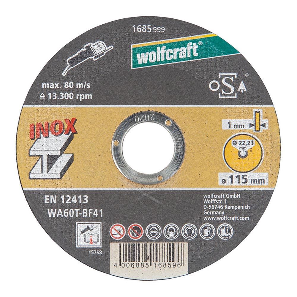 Disco de corte de precisão para inox ø115x1,0x22,23mm 1685999 wolfccraft_0