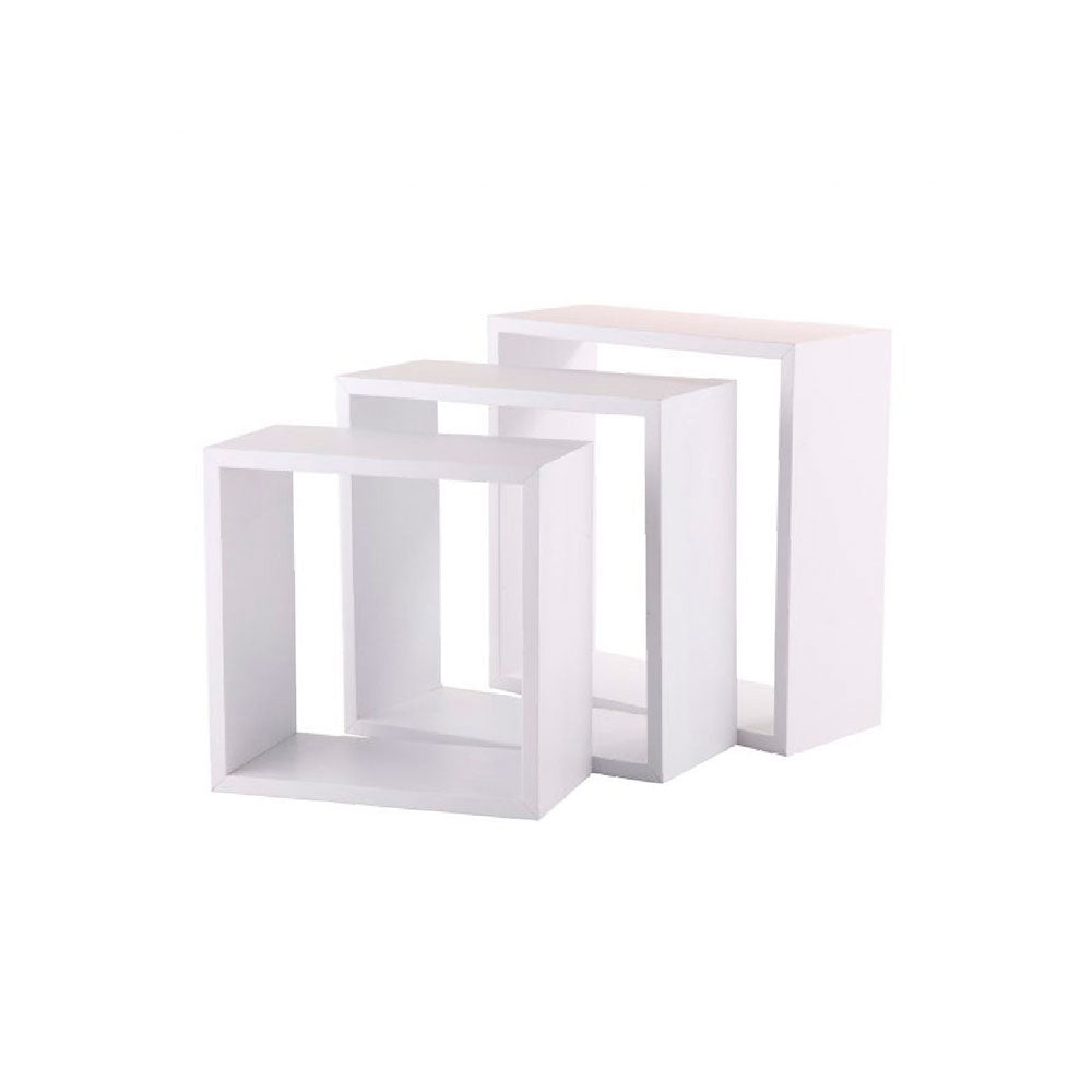 Conjunto de 3 prateleiras tipo cubo branco 3 tamanhos_0