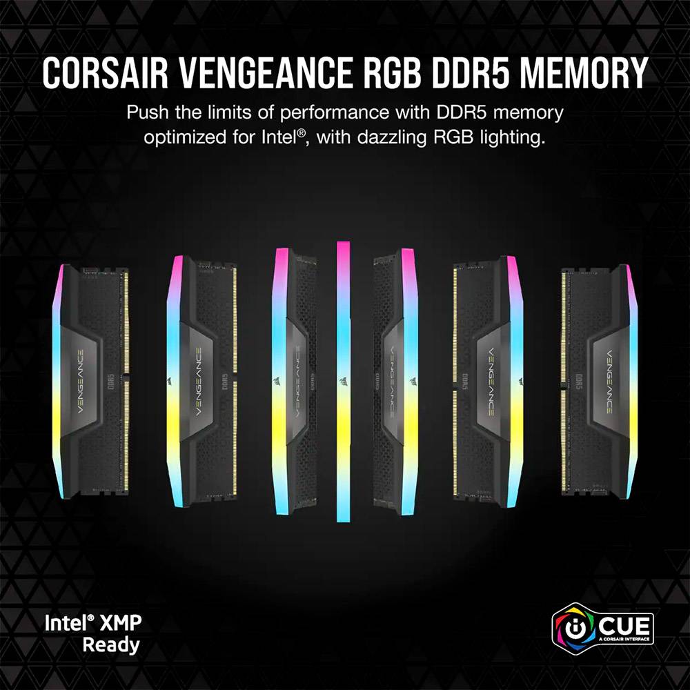 Memória RAM Corsair Vengeance RGB 64GB (2x32GB) DDR5-6400MHz CL32 Preta