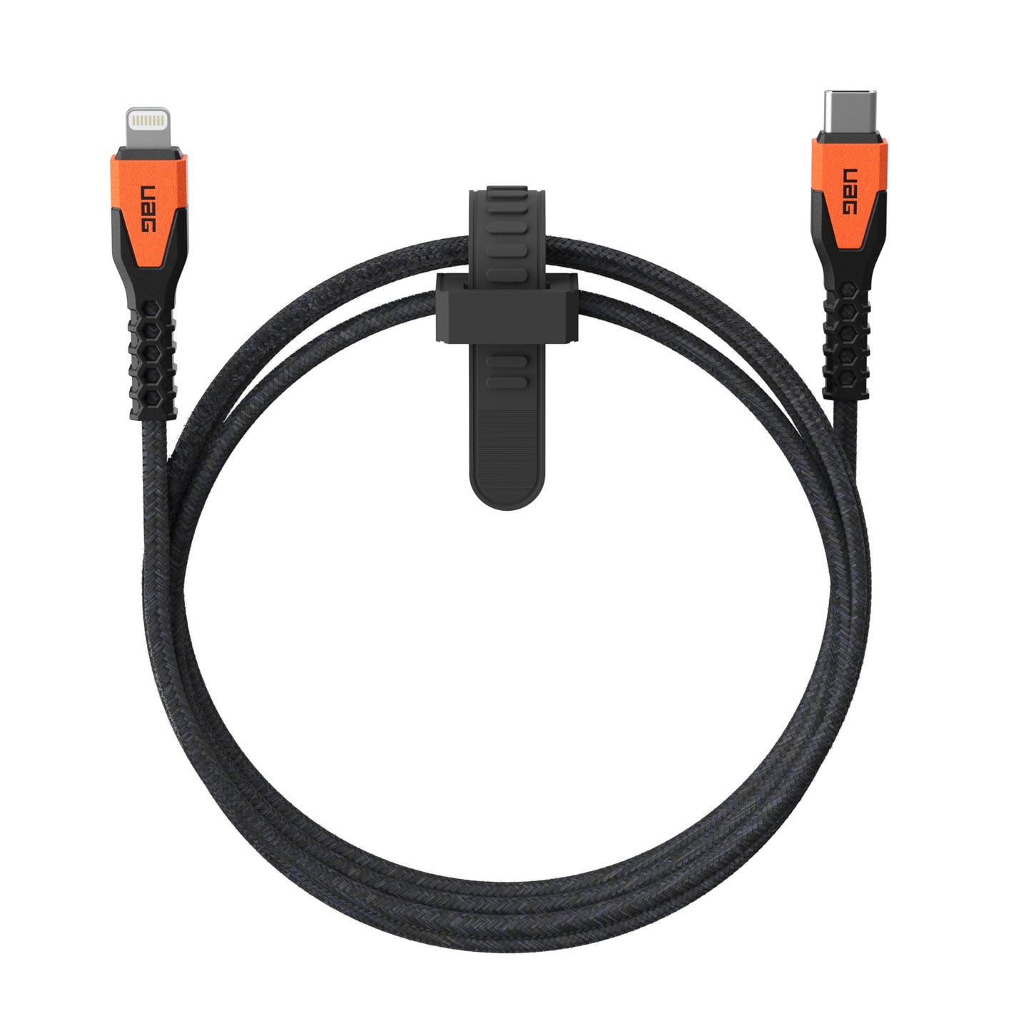 Cabo USB-C para Lightning UAG Extra Resistente / 30W / 1.5m / Preto e Laranja