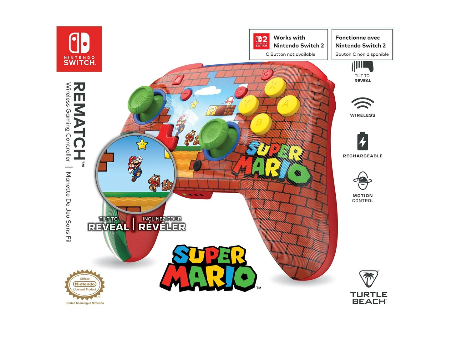 Comando Wireless Turtle Beach Rematch Mario Bricks Nintendo Switch