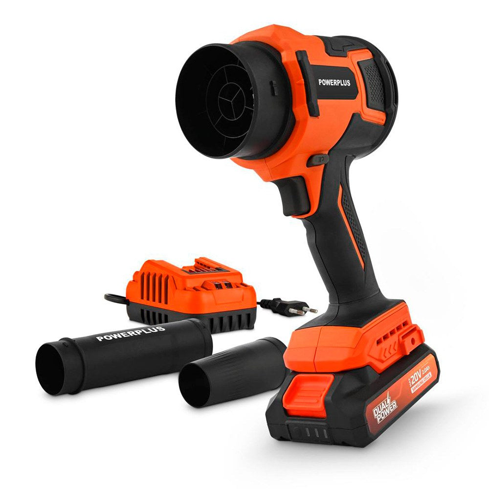 Kit soprador turbo compacto sem escovas 20 v com bateria e carregador dual power_0