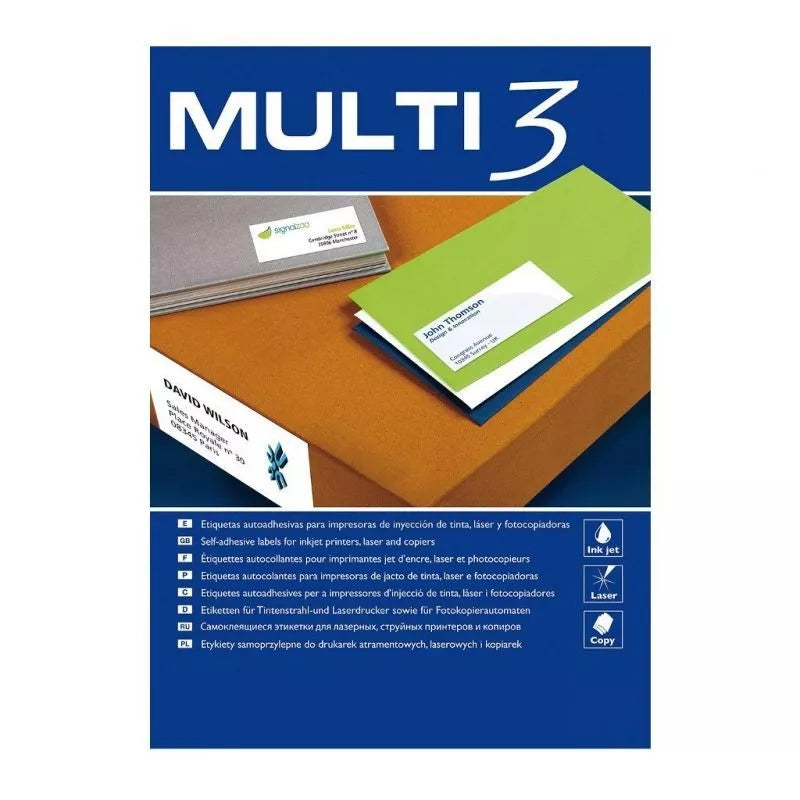 Etiquetas adesivas Apli Multi3/ 38 x 21,2 mm / 100 folhas