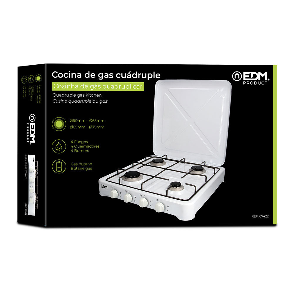 Fogão de Gás Esmaltado EDM 2 Bocas Ø65mm + 1 Boca Ø75mm + 1 Boca Ø50mm