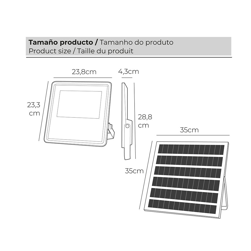 Foco Projetor LED Solar EDM 200W 1500Lm 6500K