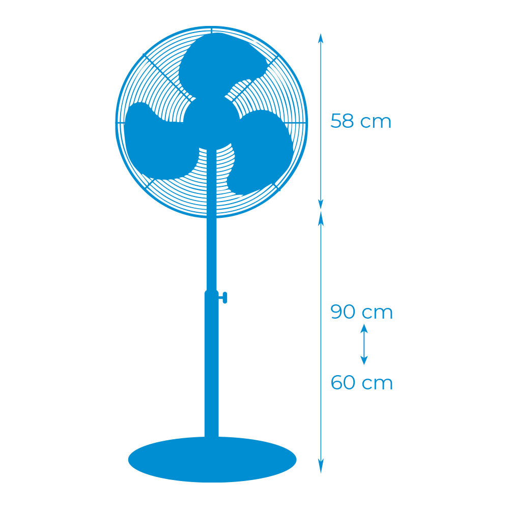Ventoinha de pé EDM 120W 50cm Altura Ajustável 118-148cm Preta Cromada 33939