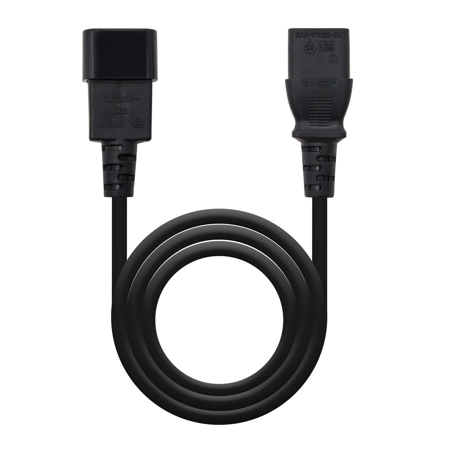 Cabo de alimentação Nanocable extensor 10.22.0203/ IEC C13 fêmea para IEC C14 macho/ 3m/ Preto