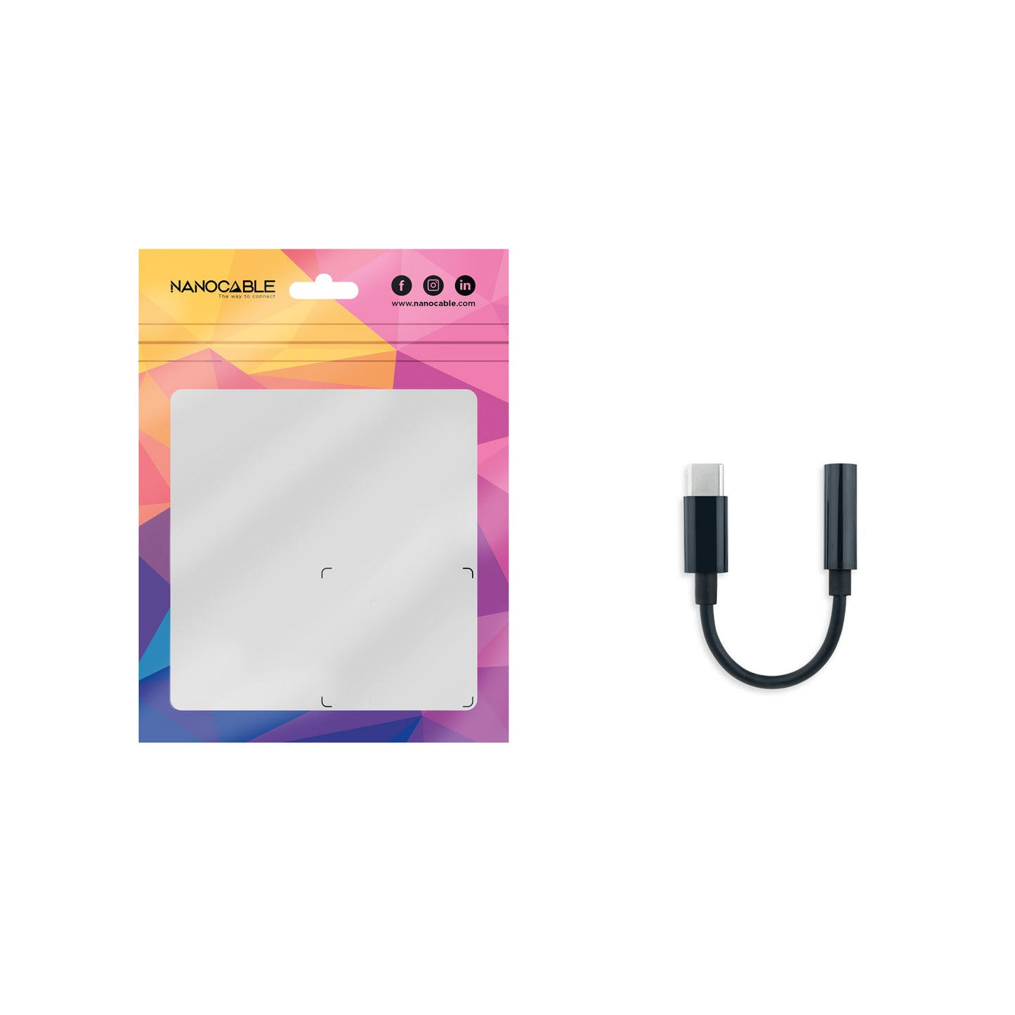 Adaptador Conversor USB-C Macho para Jack 3.5mm Fêmea / Nanocable / 10.24.1205 / Preto