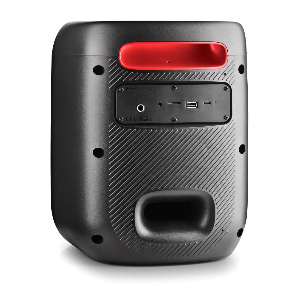 Coluna de Som Portátil NGS 80W c/ Luzes Led Bt/tws/usb/tf/aux In Entrada Para Microfone Preta